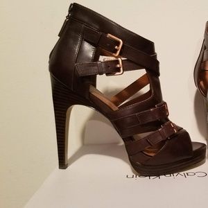 Calvin Klein brown open toe shoe